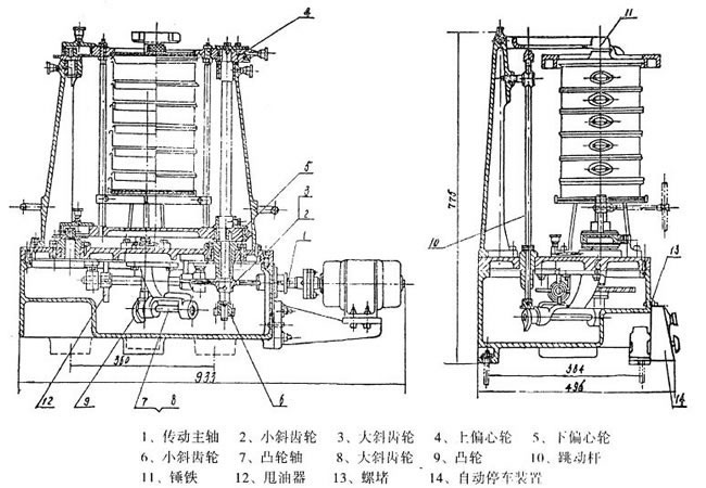 拍擊式振篩機結構圖